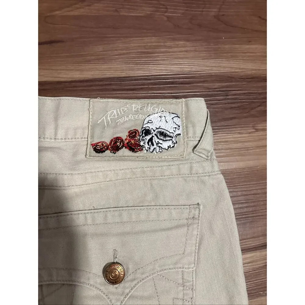 Y2K True Religion Shorts Skul And Rose Embroidery Men’s Size 36